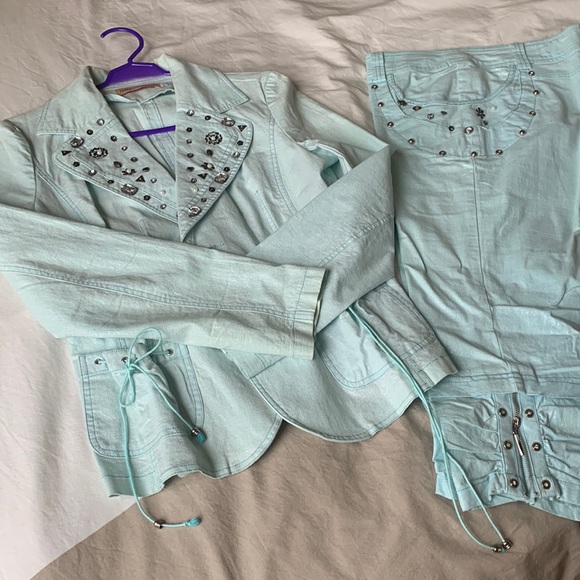 Jackets & Blazers - Jacket and capri designer set mint color